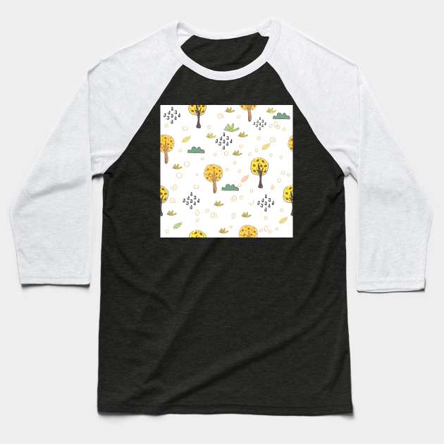 Sweet Fall Pattern Baseball T-Shirt by Countryside